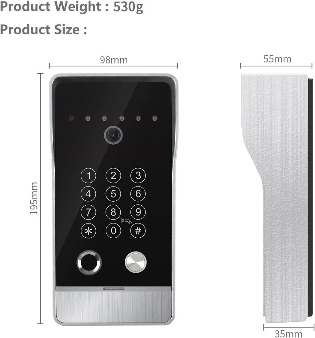 Wired Video Door Phone Apartment Intercom System,10 Inch Touch Monitor with 1080P doorbell,Support Fingerprints, RFID Cards,Passwords,Unlock Motion Detection for Home (2 Doorbell + 3 Monitor)