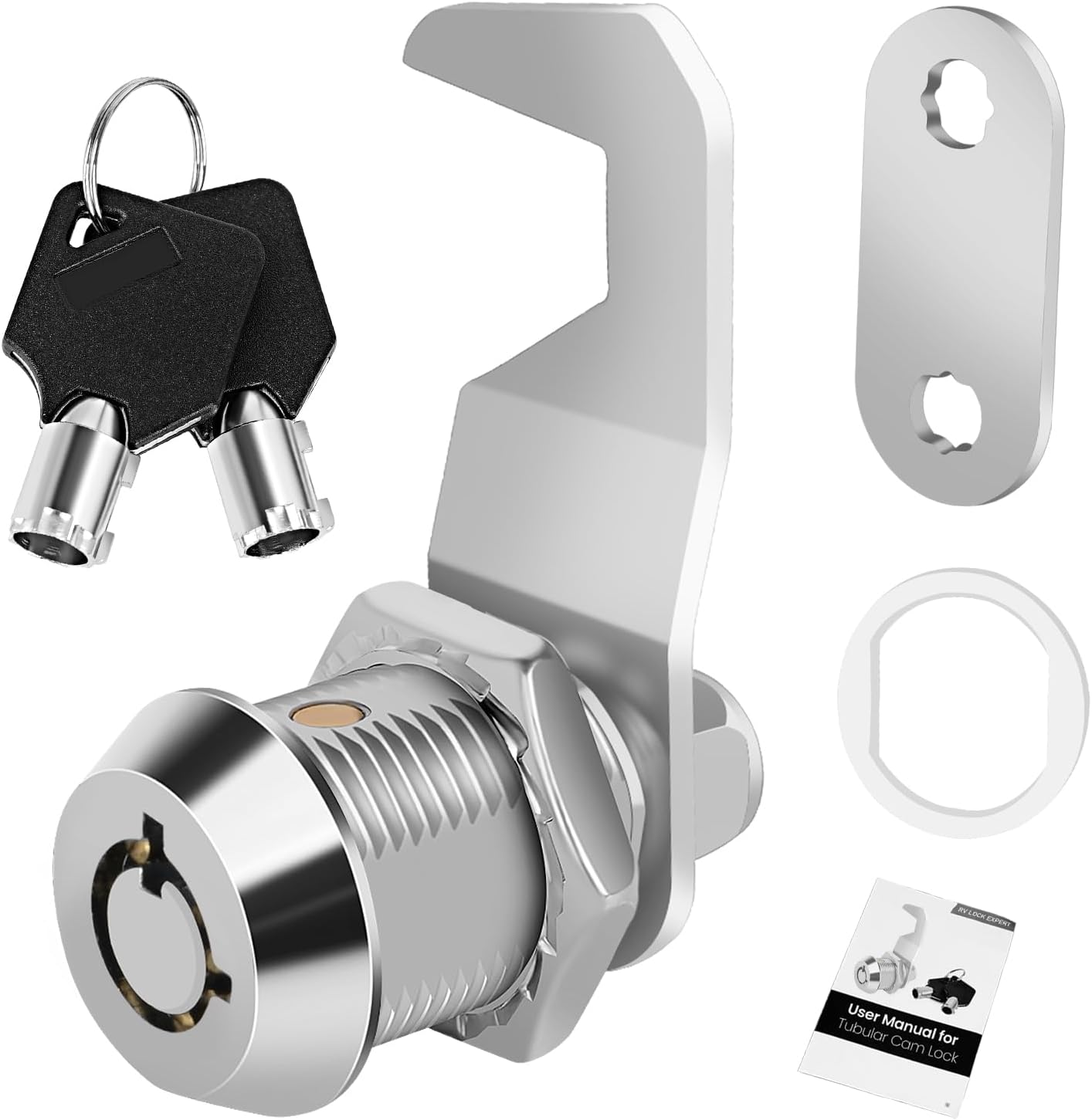 5/8' Cabinet Cam Lock Keyed Alike, Hook Cam, Tool Box Lock for RV Storage Compartment Door Tool Cart Mailbox with Manual, Zinc Alloy (1 Pack)