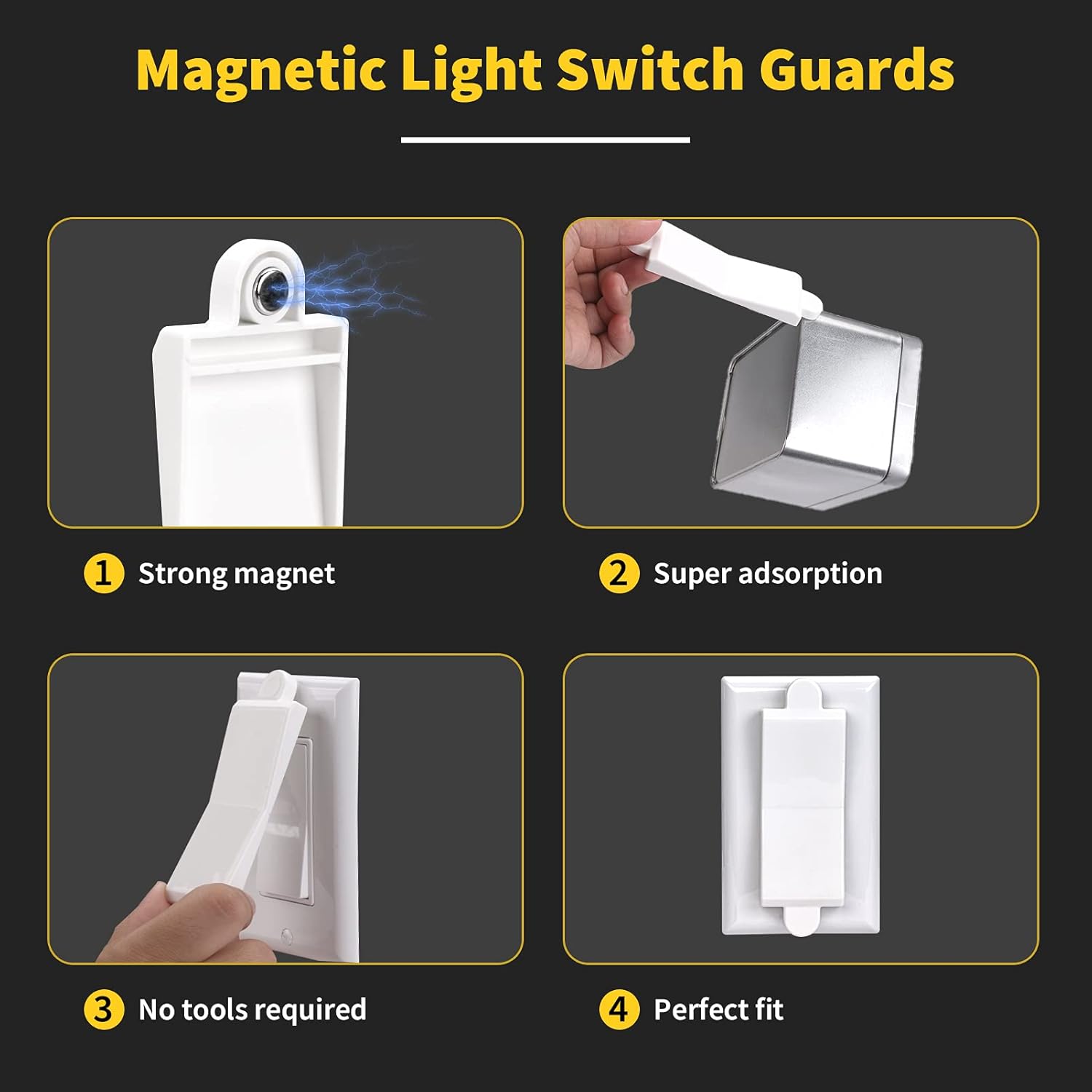 White, 6-Piece: Child Proof Switch Blocker and Cover for Light Switch, Lock Out in Style