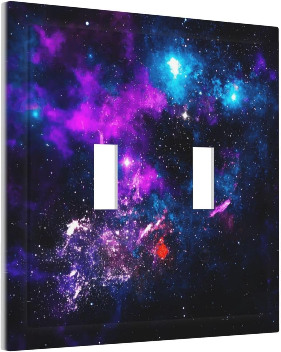 Outer Space Colorful Starry Sky Galaxy Planet Decorative Switch Plates 2 Gang Double Toggle Outlet Light Switch Cover Wall Plate Electrical Faceplate for Bed Room Living Room Decor