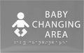 6" X4" Baby Changing Area Sign | Tactile Graphics Grade 2 Braille Text Baby Care Sign| ADA Compliant Wall Mount Plastic Restroom Sign for Hospital, Offices, Clinics and Apartments