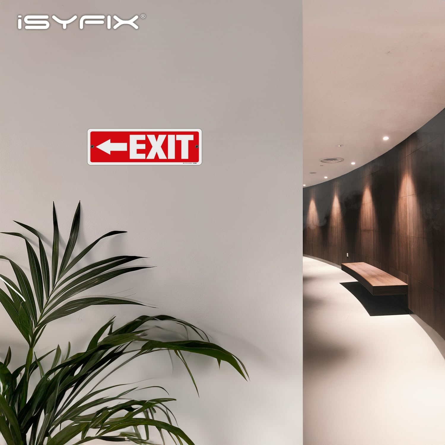 iSYFIX Exit Signs 12 Pack 12x4 Inch with Directional Left Arrows - Rust Free Aluminum, Laminated for UV, Weather, Scratch Resistance - Ideal for Offices, Schools, Theaters, Restaurants