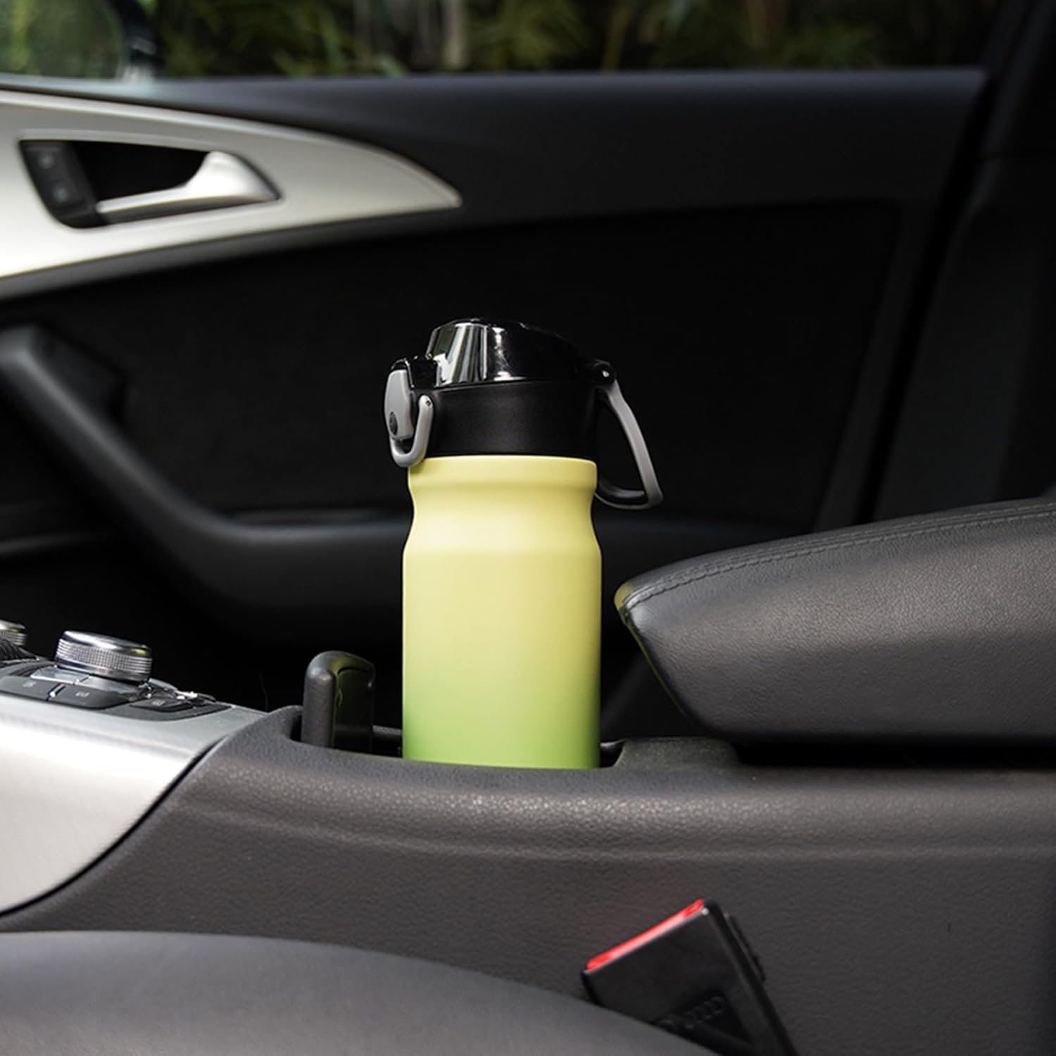 BJPKPK Insulated Water Bottle 18oz Stainless Steel Water Bottles with Straw and Carry Handle Double Wall Metal Thermal Flask,Lime