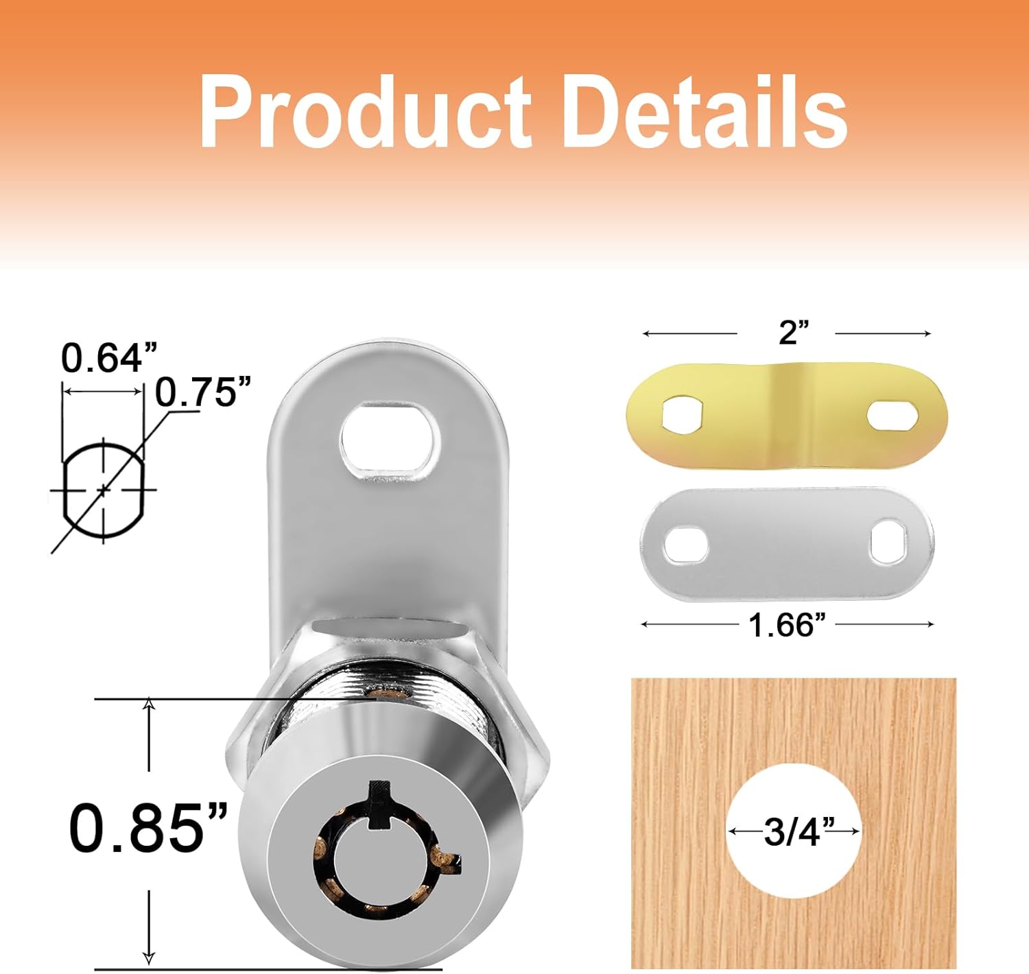 Cam Lock RV Storage Locks Black RV Compartment Keyed Alike,1" Cylinder Fits on 3/4" Max Door Thickness, Trailer Replacement Set with Keys, Chrome Finish (8, 1 Inch)