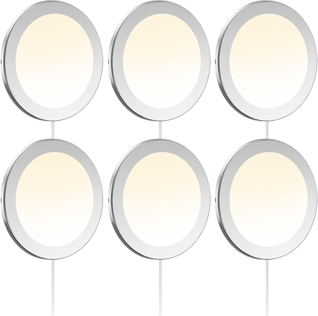 VST Under Cabinet Mini Panel Lighting 3.94inch 12V 2.5W(Total 15W) with Wireless Dimmer Switch, Surface Mount Puck Light for Kitchen Van Truck Car Galley Downlight 6Pack(Round 2700K-6500K)