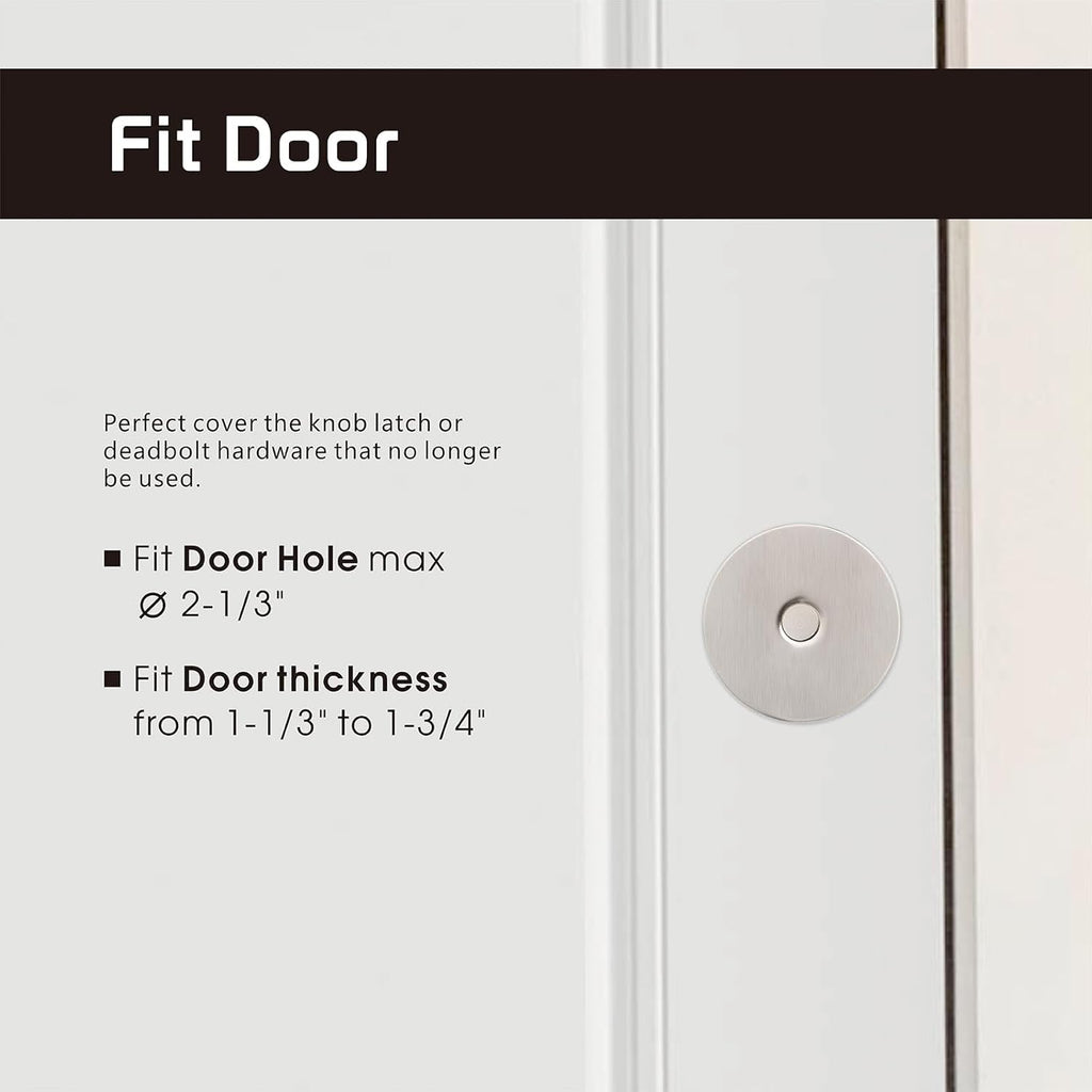 Door Knob Cover, 2-5/8" Diameter Solid Steel Deadbolt Cover Plate, Hole Filler Plate for Door Handle (1, Satin Nickel)