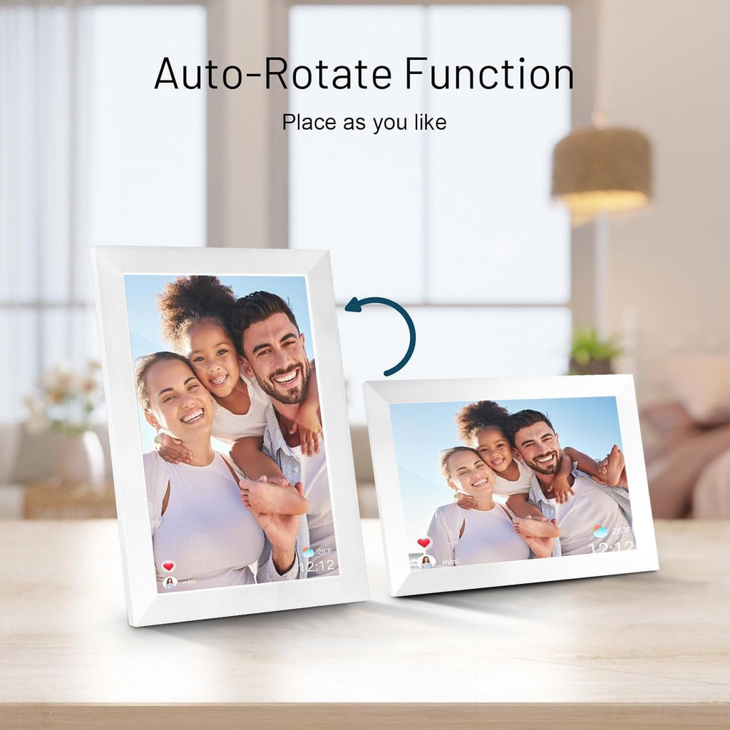 Anna Bella Digital Picture Frame 10.1 Inch IPS HD Touch Screen WiFi Smart Digital Photo Frame with 32GB Storage, Auto-Rotate, Easy Setup to Share Photos or Videos Remotely via AiMOR APP White