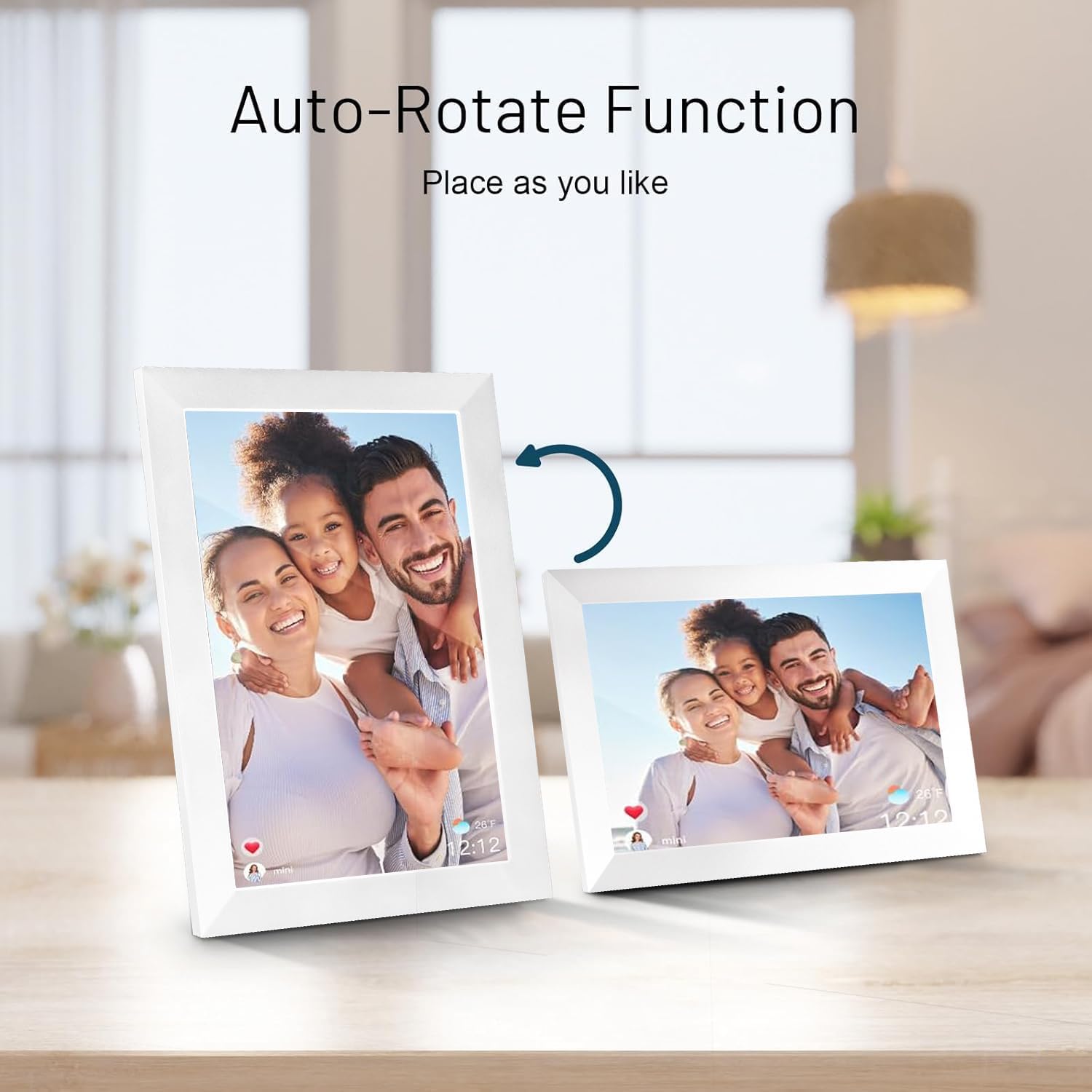 Anna Bella Digital Picture Frame 10.1 Inch IPS HD Touch Screen WiFi Smart Digital Photo Frame with 32GB Storage, Auto-Rotate, Easy Setup to Share Photos or Videos Remotely via AiMOR APP White