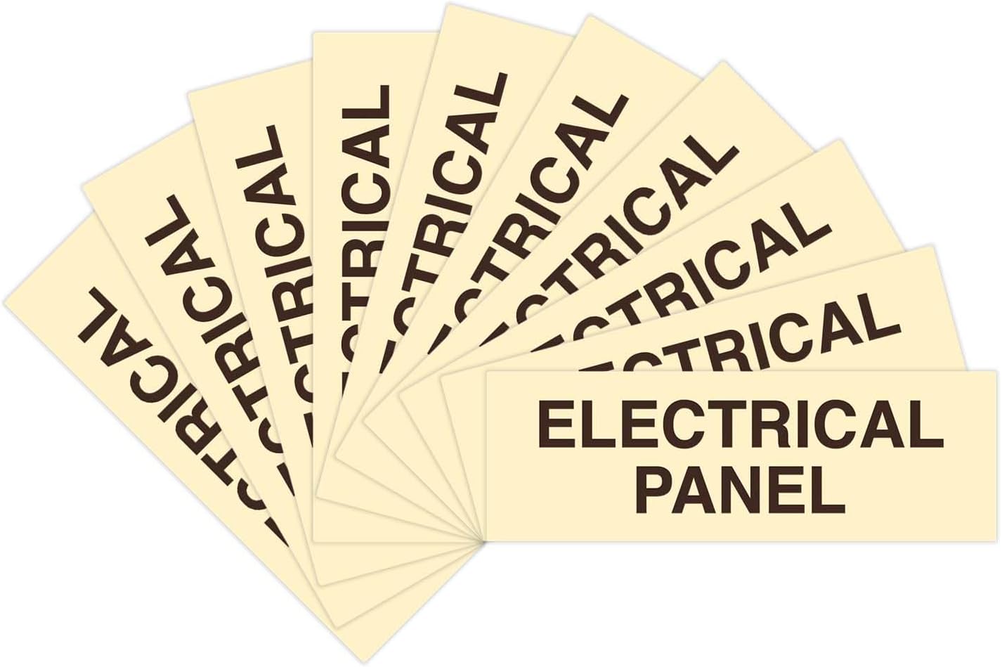 All Quality Basic Electrical Panel Sign - Fire Regulation Safety Compliance Sign - Ivory/Dark Brown - Large (10 Pack)