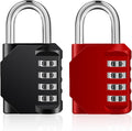 ZHEGE Combination Lock 2 Pack, 4 Digit Combination Padlock for Outdoor, School Lock, Gym (Red and Black)