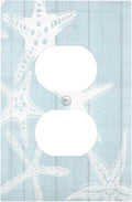 Beach Starfish Vintage Wood Rustic Country Ocean Outlet Covers 1 Gang Duplex Light Switch Cover Decorative Switch Plates Electrical Receptacle Faceplate Wall Plate for Farmhouse Kids Room Decor