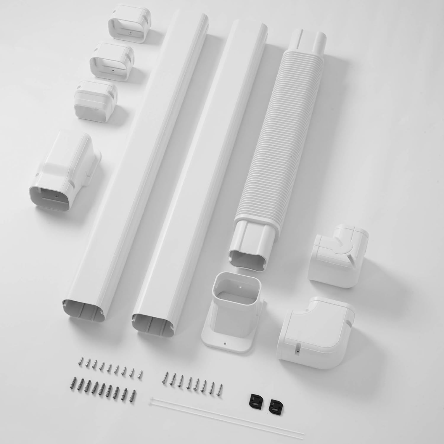 Della 3" 9 Ft Mini Split Line Set Cover with Flexible Duct, Decorative PVC Lineset Cover Kit, Paintable for Mini Split Air Conditioner, HAVC & Heat Pumps Systems Tubing Cover, White