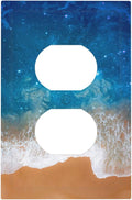 Blue Sea Ocean Beach Waves 1 Gang Duplex Receptacle Switch Wall Plate Decorative Switchplate Outlet Covers Electrical Plug Cover Faceplate for Bathroom Home Decor 5 X 3 IN