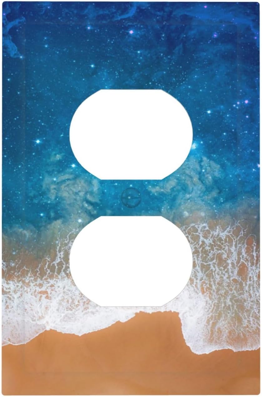 Blue Sea Ocean Beach Waves 1 Gang Duplex Receptacle Switch Wall Plate Decorative Switchplate Outlet Covers Electrical Plug Cover Faceplate for Bathroom Home Decor 5 X 3 IN