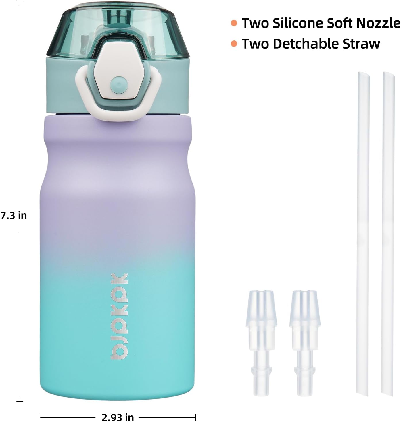 BJPKPK 14oz Insulated Water Bottle with Straw Stainless Steel Double Wall Water Bottles BPA Free Leak Proof Thermal Flask with Lockable Flip Lid,Lavender Green