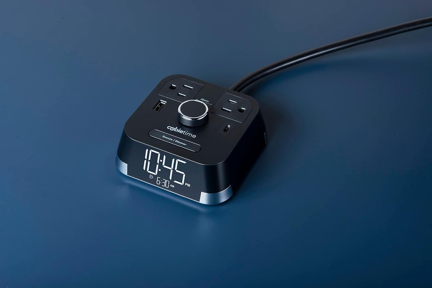 The Original Brandstand CubieTime | User Friendly & Convenient Alarm Clock Charger | 1 USB-A & 1 USB-C Port | 2 Tamper Resistant Outlets | As Seen in Top Hotel Brands