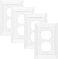 Modern Decorative Wall Plate Retro Wood Grain design Switch Cover Outlet Cover for Light Switch, Smart Switch, Dimmer, GFCI, USB Outlet (4 Pack, Single Duplex)