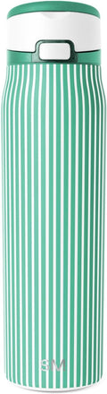 Simple Modern Mesa Loop Water Bottle with Covered Straw and Handle | 30oz Cup Holder Friendly Insulated Stainless Steel Bottles for Travel, Sports and School | Spearmint Stripes