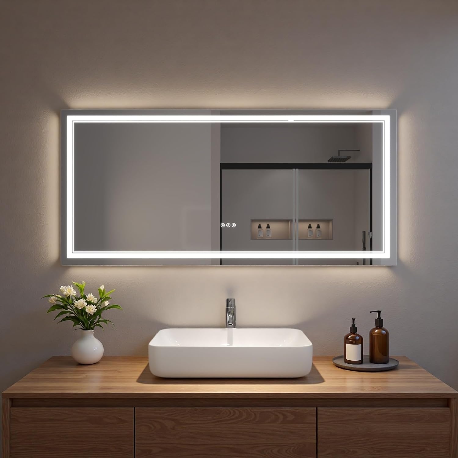 LED Bathroom Mirror with Lights, Wall Mirrors