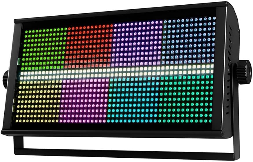 MINGJIE 500W LED Stage Strobe Wash Light with 960 LEDs RGBW 12 Colors, DMX512/Sound Activated/Auto/Master-Slave Modes, Metal Housing for DJ Disco Party Wedding Church Bar Stage Lighting (1PC Light)