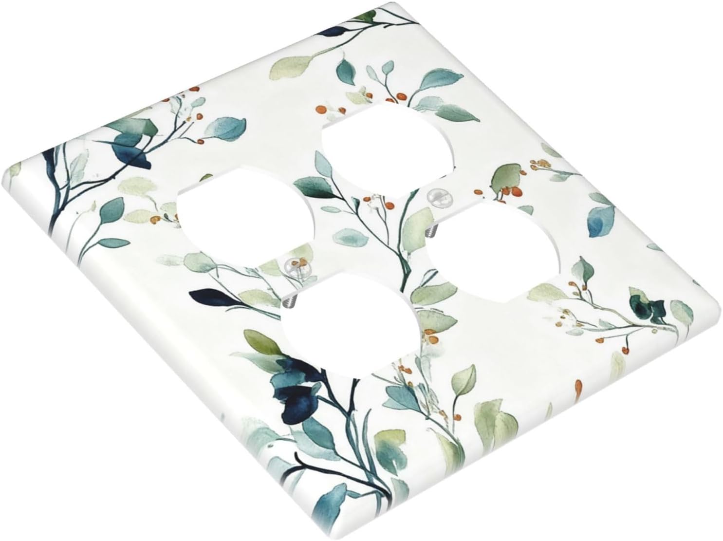 Decorative Outlet Covers Rustic Eucalyptus Leaf Geen Sage Leaves 2 Gang Light Switch Cover Plate Double Duplex Wall Plates for Electrical Outlets Switch Plate Covers for Bedroom Home Decor
