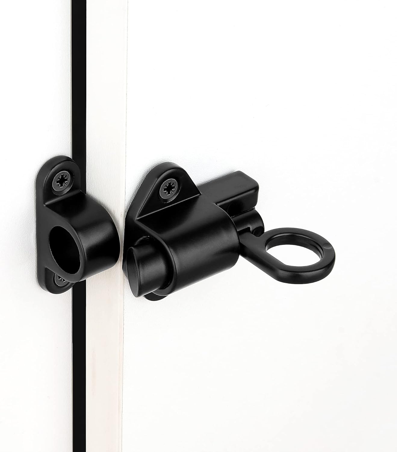 9 Packs Self-Closing Latches，Black Spring Door Lock，Resilient Bolt Latch Aluminum Alloy Safety Automatic Spring Barrel Slide Door Lock with Screws,Used for Gate,Window and Cabinet etc