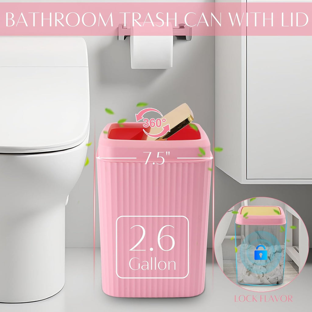 32PCS Bathroom Accessories Set Bathroom Set,Pink Shower Curtain Set,Bath Towel Set,Hand Towel,Toilet Brush,Trash Can & 3PCS Soap Dispenser