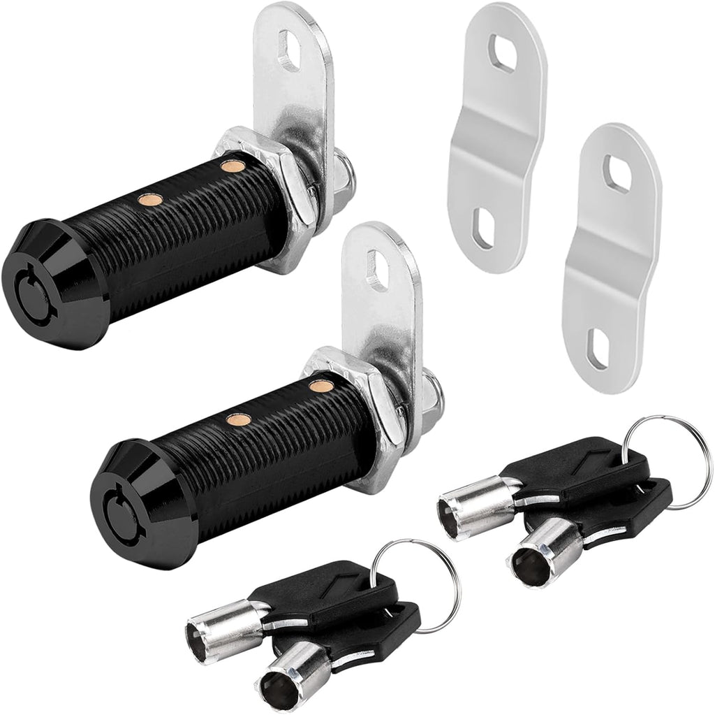 Black Cam Locks RV Storage Locks Keyed Alike, 1-1/2” Fits on 1-1/4” Max Door Thickness, RV Compartment Locks for Camper Trailer Cabinet Locks with Keys (Black 1-1/2 Inch 2Pack)