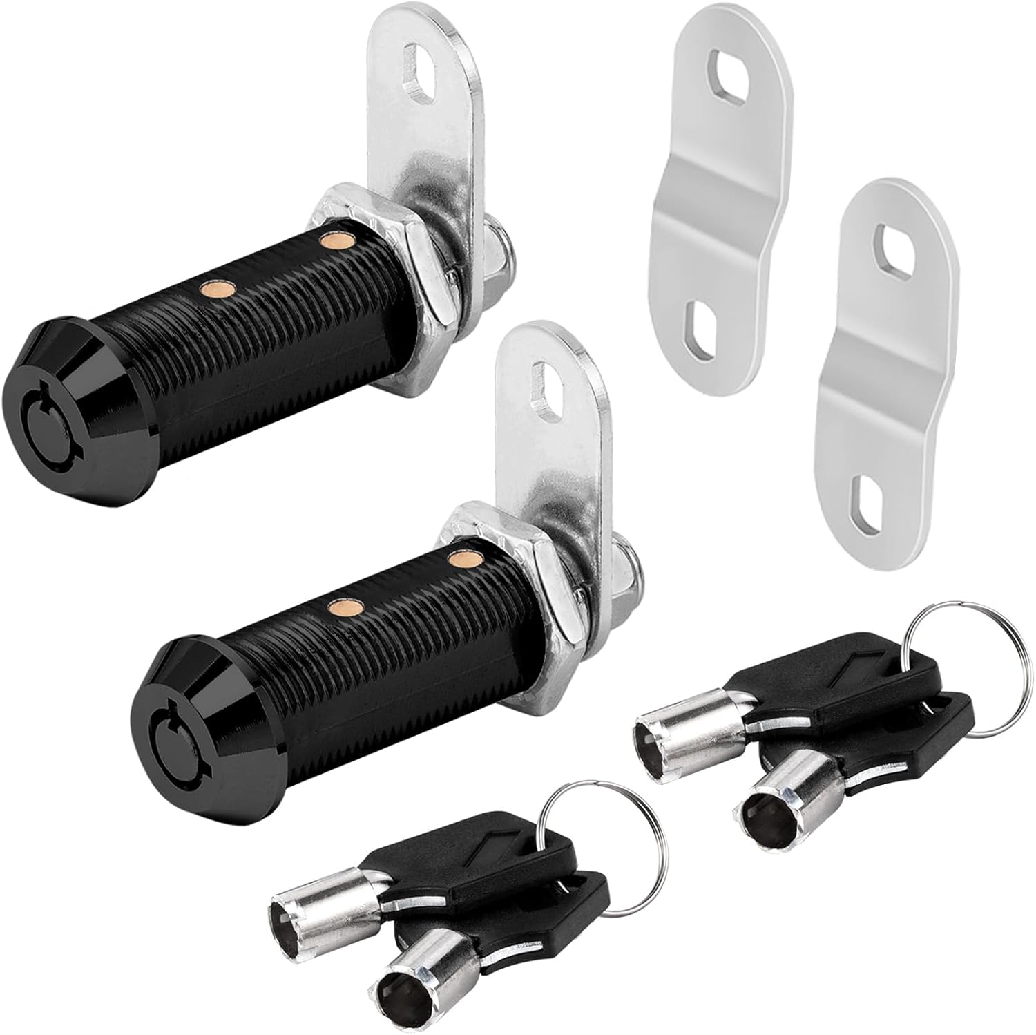 Black Cam Locks RV Storage Locks Keyed Alike, 1-1/2” Fits on 1-1/4” Max Door Thickness, RV Compartment Locks for Camper Trailer Cabinet Locks with Keys (Black 1-1/2 Inch 2Pack)