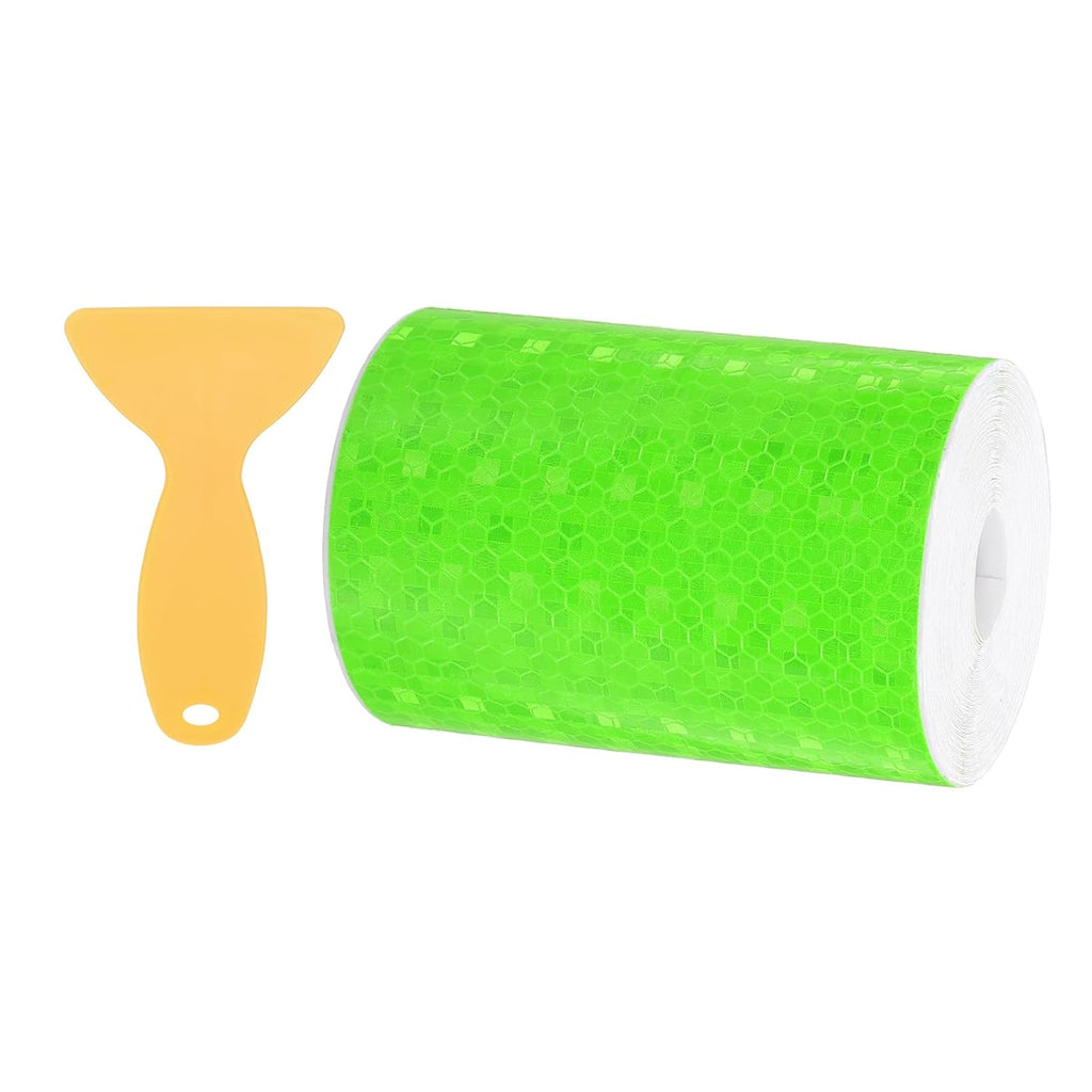 PATIKIL 4 Inch x 33 ft Reflective Tape, 1 Roll Waterproof Self Adhesive High Visibility Caution Warning Safety Tape Reflector with Scraper for Trucks Trailers Cars, Green