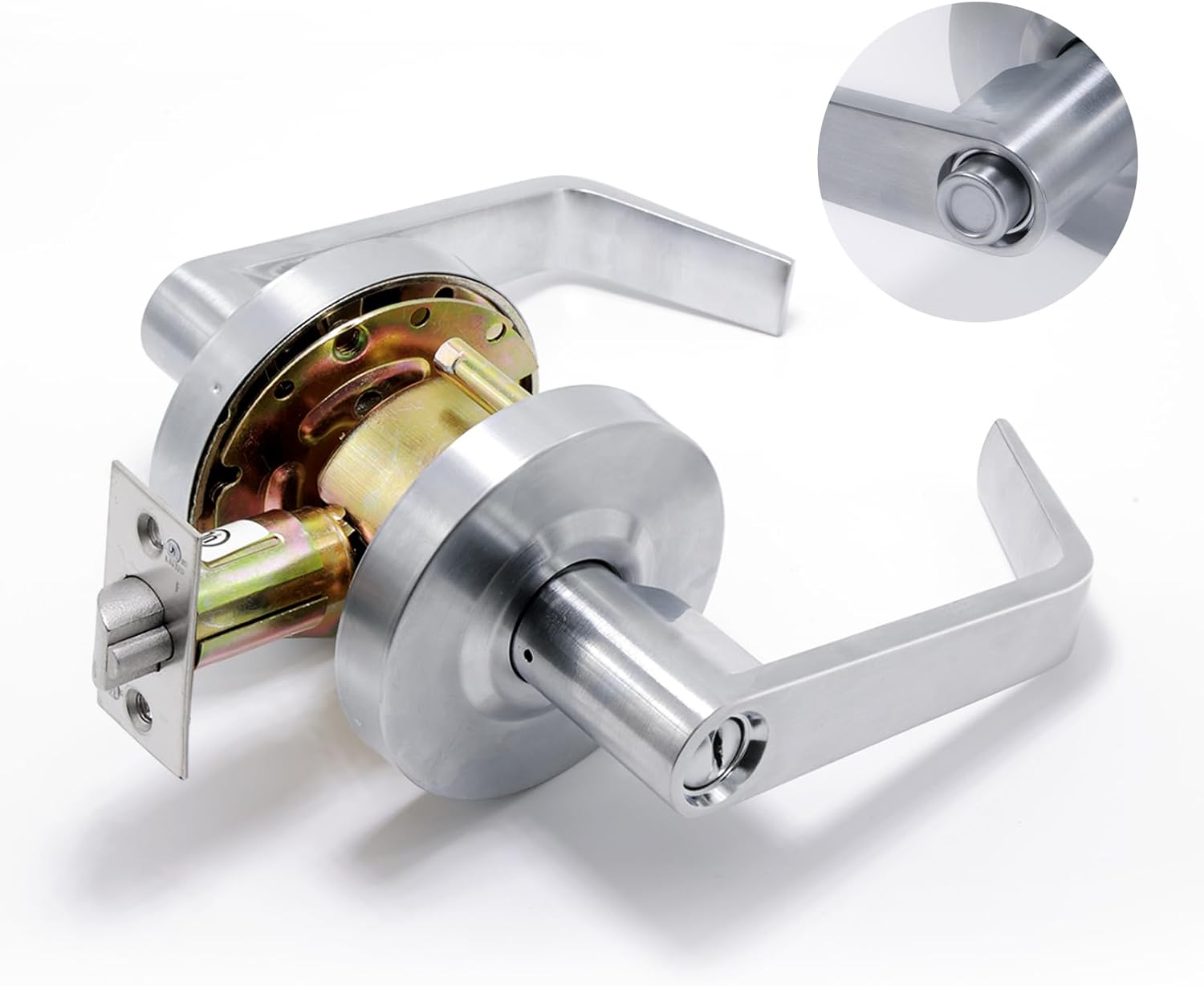 BSEED Passage Commercial Door Lever Lock, Heavy Duty Grade 2 Lever Handle, ADA Compliant, UL 3 Hour Fire Rated, Non-Handed, Satin Chrome Finish, 2-3/4" Backset for Hallway & Office Doors