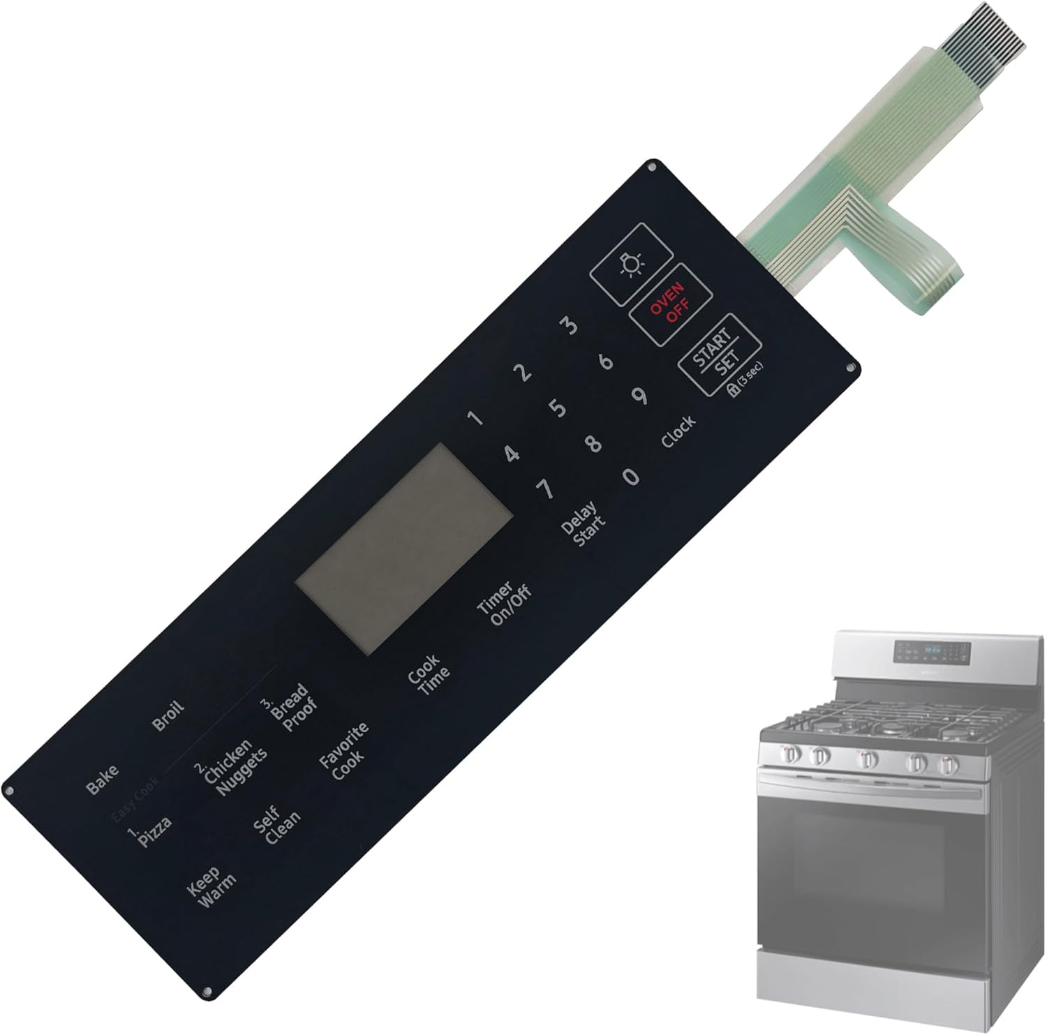 DG34-00025C Range Membrane Switch Touchpad Overlay-Compatible with Samsung Stove/Oven NX58R4311SS/NX58R4311SG,Replaces 4963022/AP6885265/PS12721647