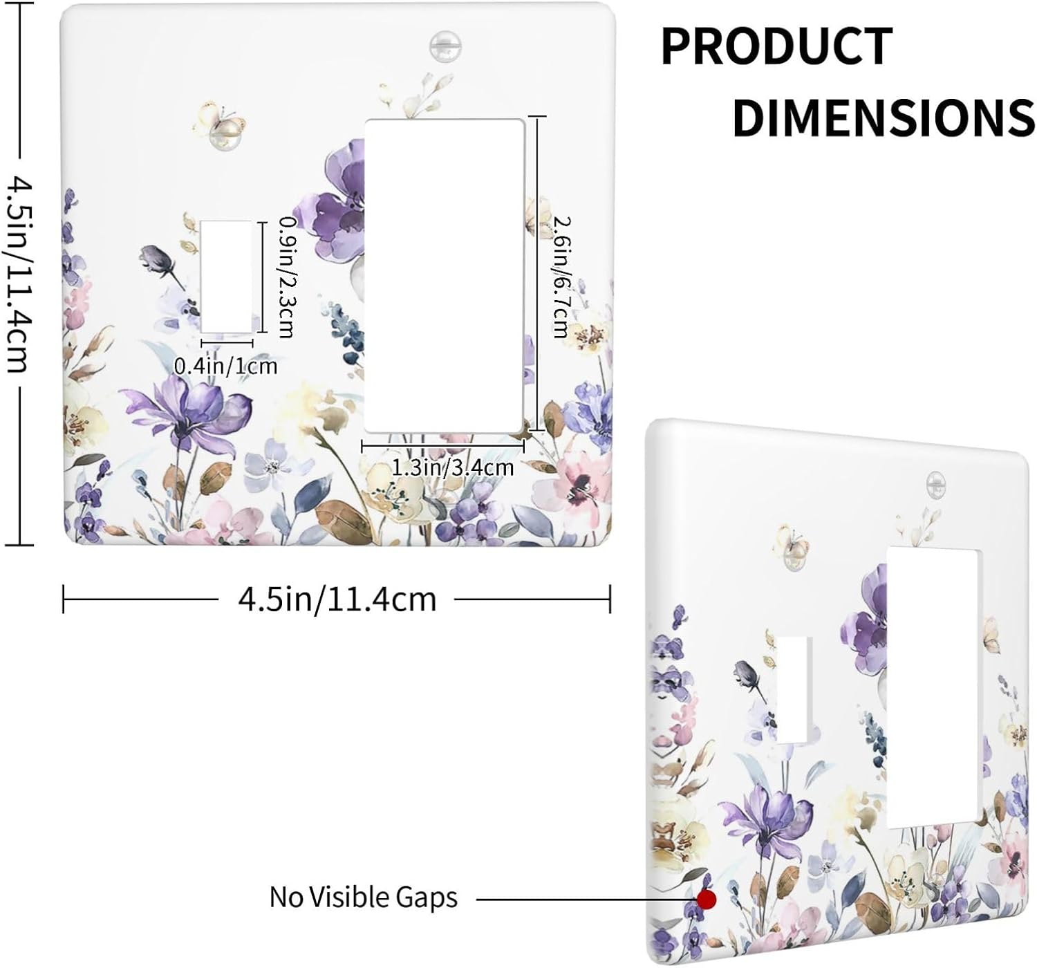 Outlet Covers Purple Floral Lilac Watercolor Flower Leaves Butterfly Wildflower 1 Toggle 1 Rocker Combination Decorative Wall Plate Light Switch Cover Plate Electrical Switch Plates for Bedroom Home