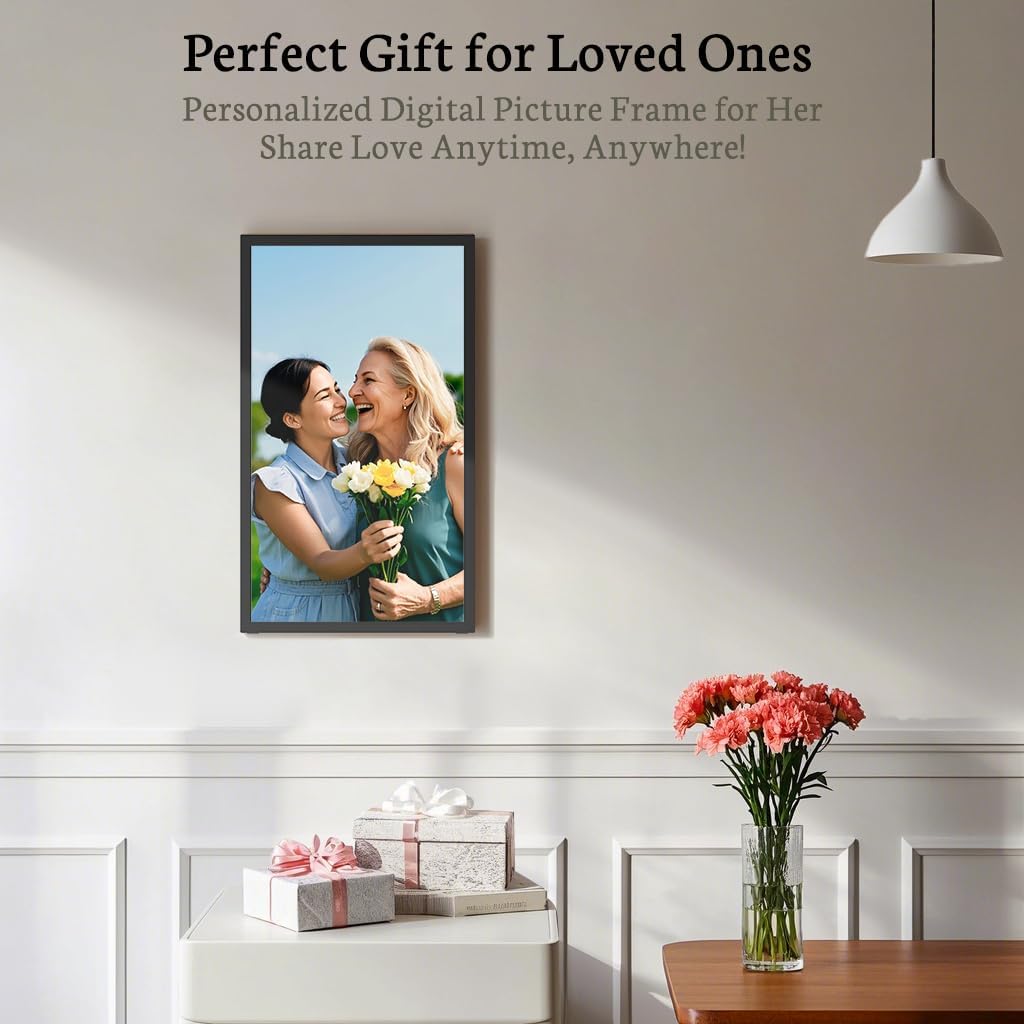BSIMB Large Digital Picture Frame 21.5 Inch, 64GB Touchscreen 1920x1080 FHD WiFi Digital Photo Frame Electronic Remote Control, Share Pictures/Videos via App/USB/SD Easy Setup Gifts for Mom, Black