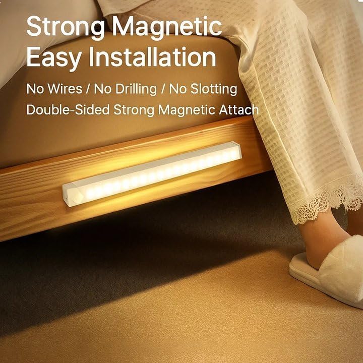 Punch-Free Smart Sensor Magnetic Rechargeable Led Lights, Sensor Magnetic Rechargeable Led Lights, Under Cabinet Lights, for Stairs,Wardrobe,Cabinet (Warm Light, 30cm/11.8in)