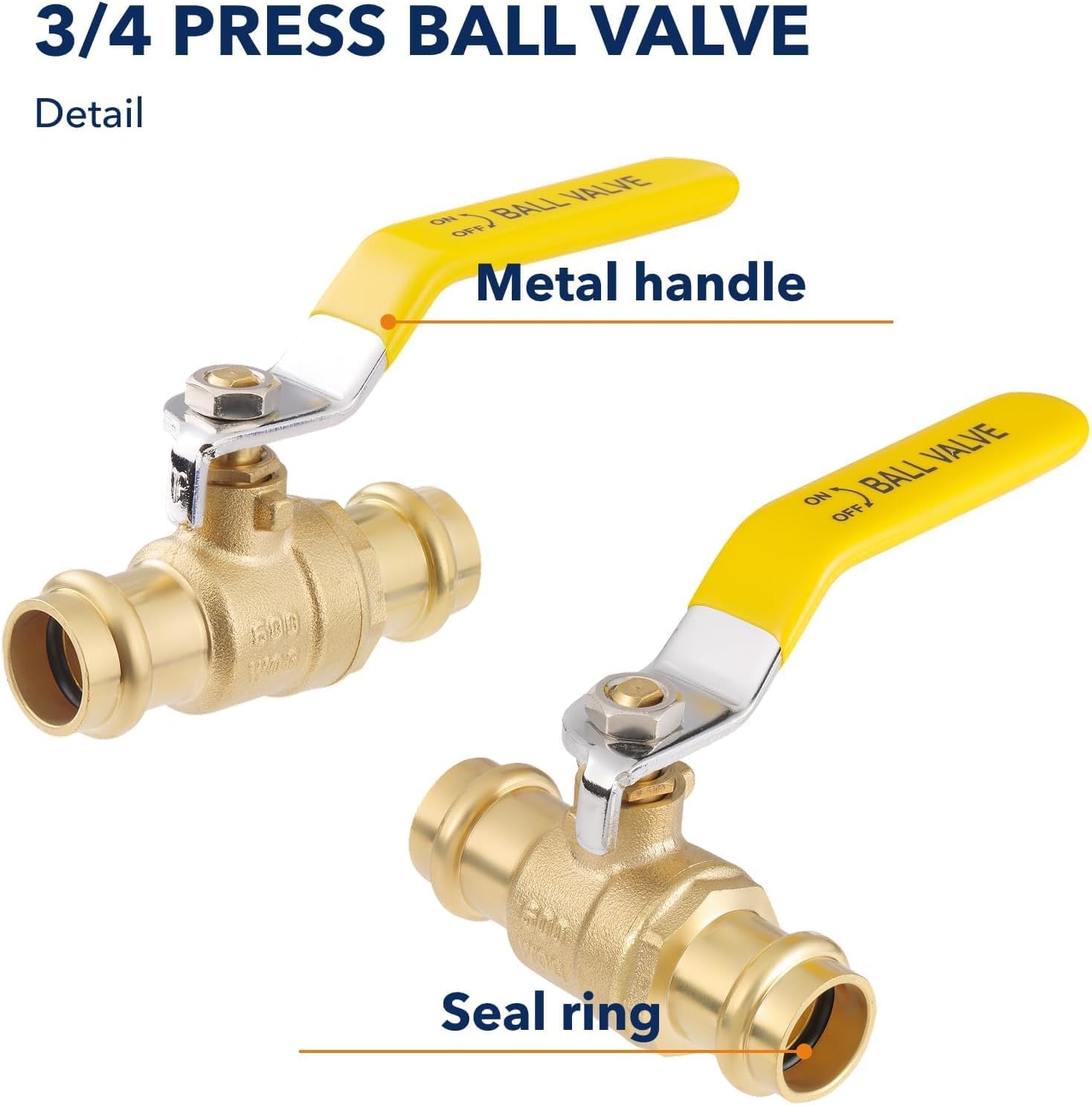 3/4" Press propress Ball Valve with EPDM O-Ring 1/4-Turn Full Port Shut Off Stop Valve for Copper Tubing Connection LF Brass 10PCS