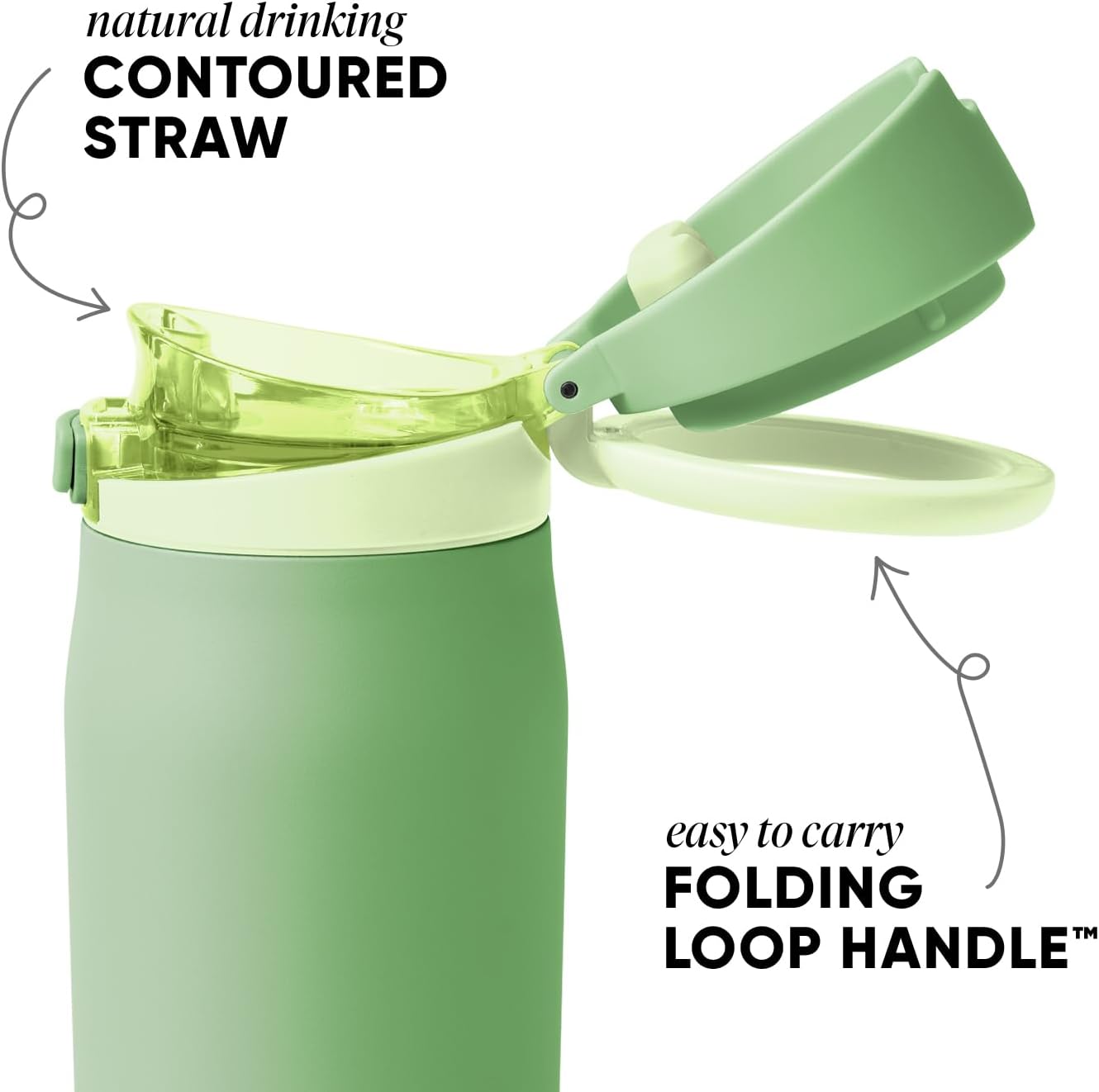 Simple Modern Mesa Loop Water Bottle with Covered Straw and Handle | 30oz Cup Holder Friendly Insulated Stainless Steel Bottles for Travel, Sports and School | Avocado
