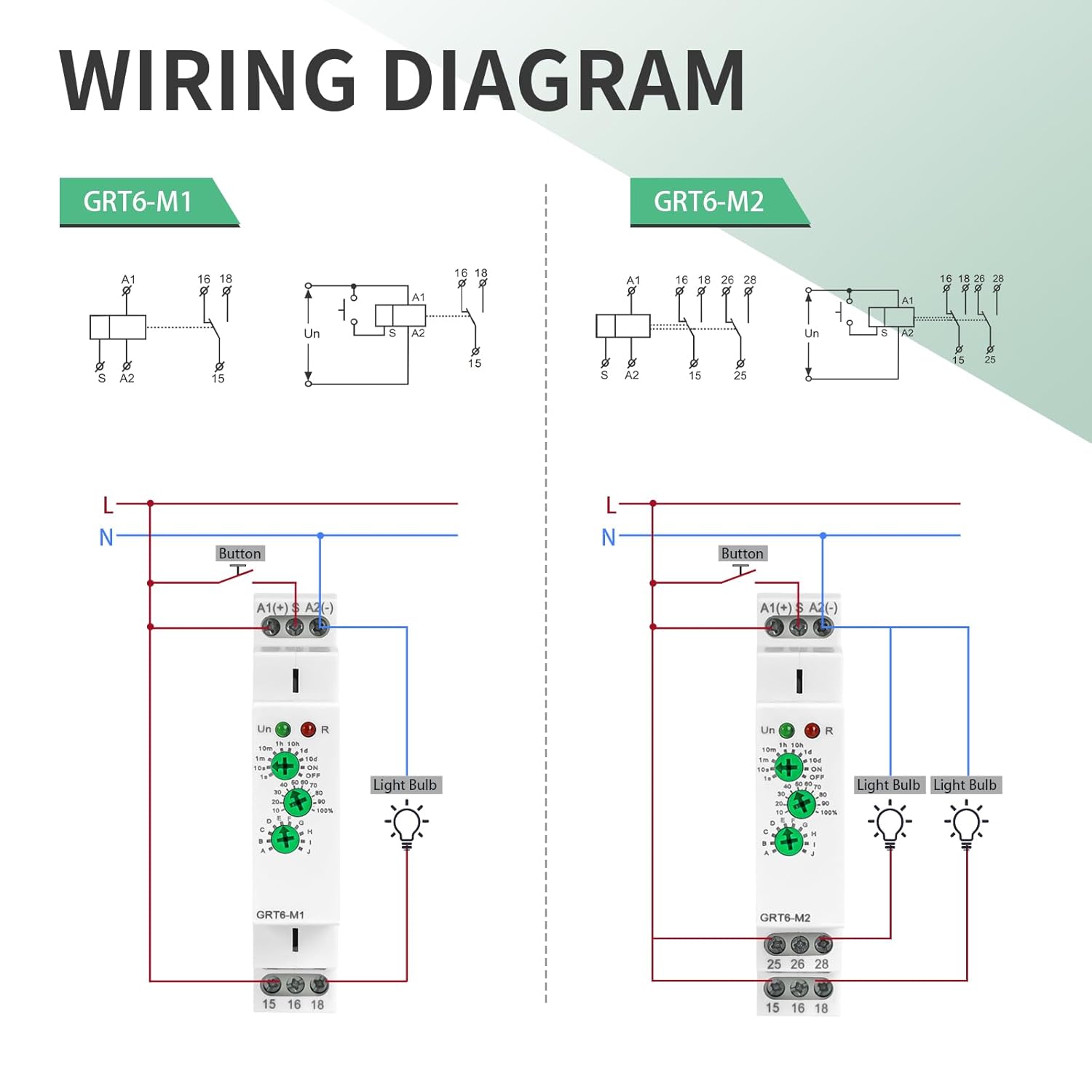 Multifuction Time Relay GRT6 M1 AC 230V with 10 Relay Timer Control Delay Function Mode DIN Rail 10A Electronic Relays of Wide Time Delay Range for 0.1 Seconds to 10 Days