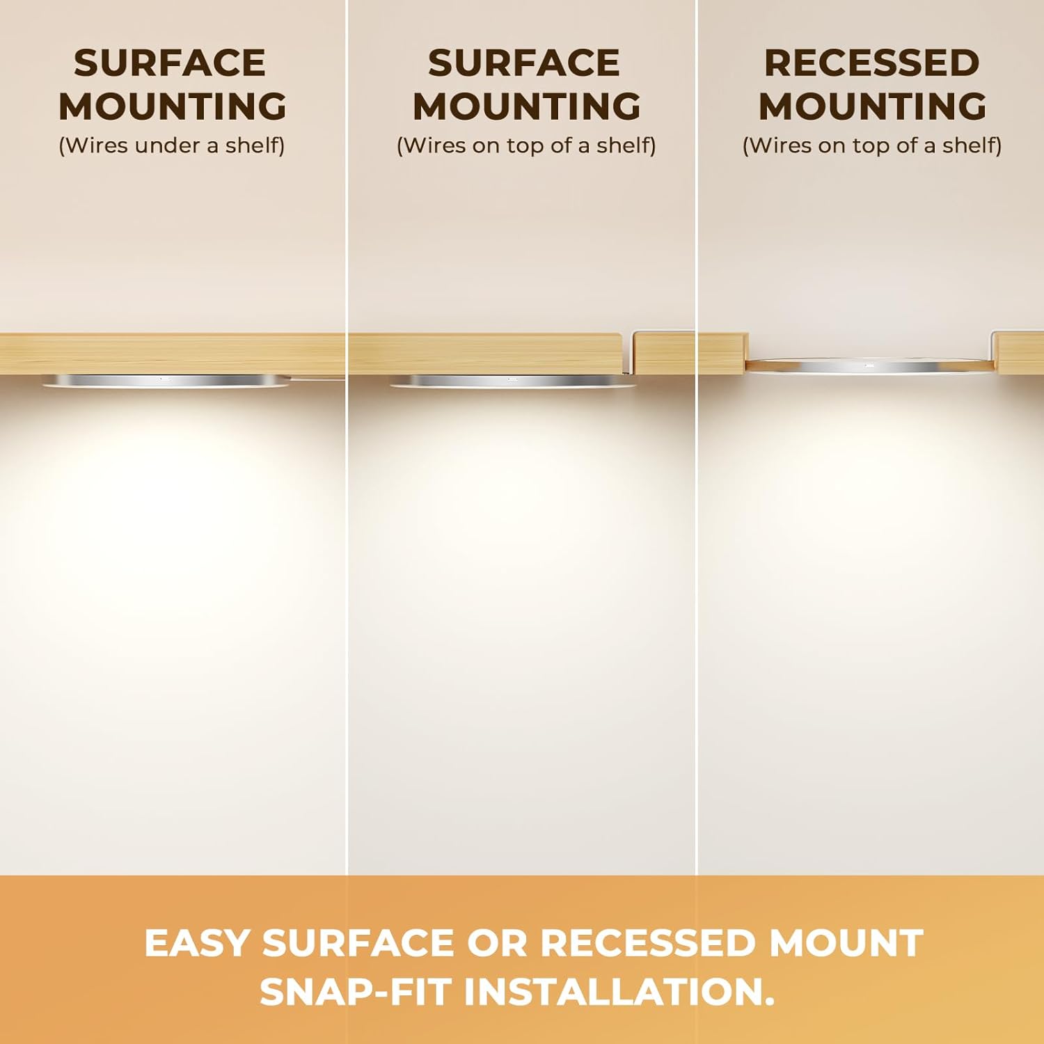 VST Under Cabinet Mini Panel Lighting 3.94inch 12V 2.5W(Total 15W) with Wireless Dimmer Switch, Surface Mount Puck Light for Kitchen Van Truck Car Galley Downlight 6Pack(Round 2700K-6500K)