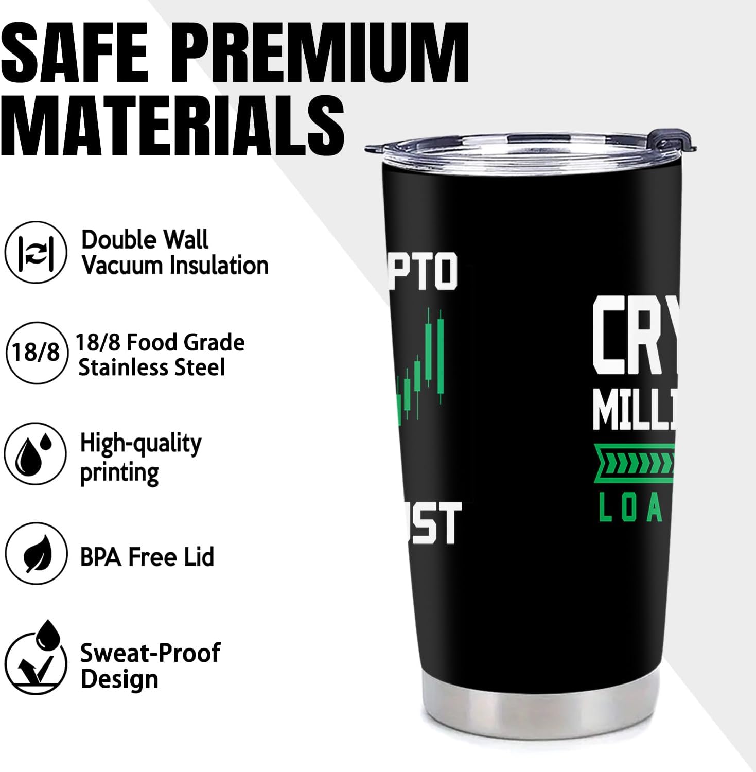 Crypto Gifts for Men - Crypto Stainless Steel Vacuum Insulated Tumbler 20 Oz