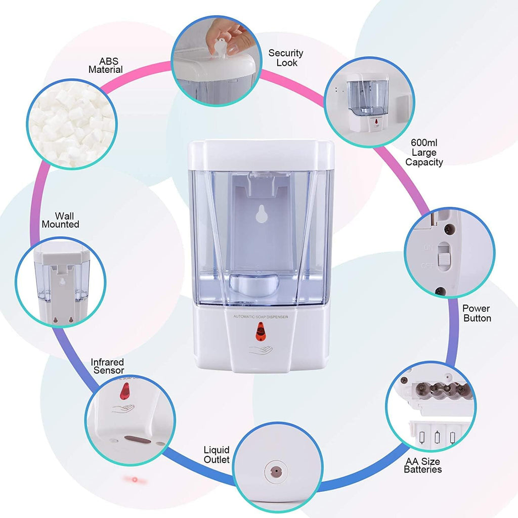 Automatic Soap Dispenser Wall Mount 2 Pack White 20 Oz with Key Anti-Theft Design for Commercial Bathroom Restroom Toilet Hotel
