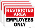 T&R Restricted Area Sign Employees Only Sign - 4 Pack - 14 x 10 Inches Rust Free .040 Aluminum - UV Protected, Waterproof, Weatherproof and Fade Resistant - 6 Pre-drilled Holes