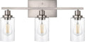 Bathroom Light Fixtures 3-Lights Seeded Glass in Brushed Nickel Finish, 23.6-Inches Vanity Lighting Bath Wall Mount Lamp for Kitchen Living Room Workshop