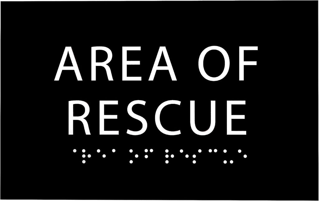 6" X4" Area of Rescue Sign - ADA Compliant Tactile Graphics Grade 2 Braille Text Wall Sign | Emergency Assistance, Refuge Place Sign for Schools, Offices, Apartments & Restaurants