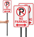 GicnKeuz Large No Parking - 14"x10" No Parking Signs with 36" Heavy Duty Metal Stakes, .040 Aluminum Reflective Signs, Fade Resistant/Waterproof, Including Screws, Easy to Install, Outdoor Use (2 Pack)