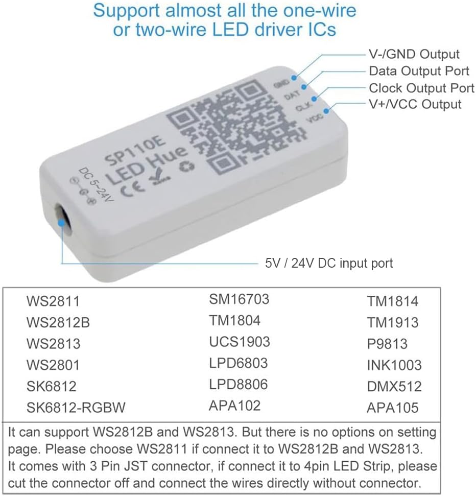 ALITOVE WS2812B WS2811 Addressable LED Bluetooth Controller iOS Android App Wireless Remote Control DC 5V~24V for SK6812 SK6812-RGBW WS2812 SM16703 Dream Color Programmable RGB LED Strip Pixel