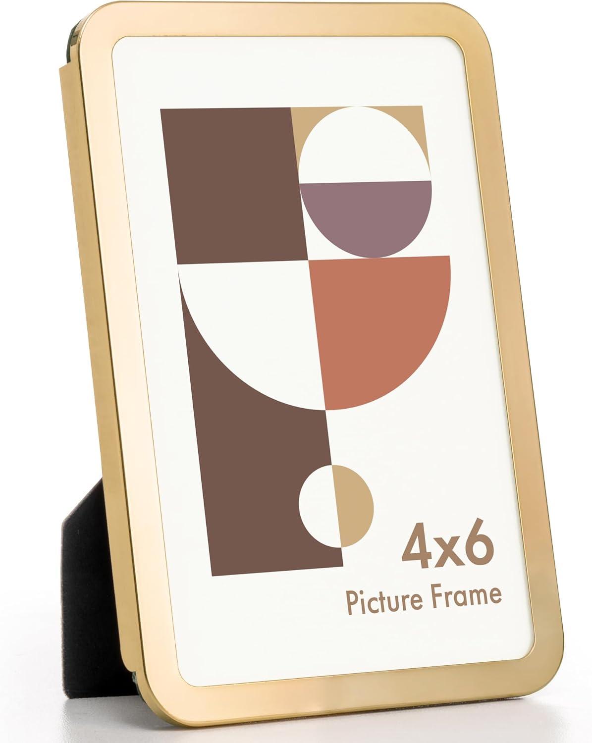 Axeman 4x6 Picture Frame-Metal Rounded Corner Frame 4x6, 4''x6''Photo Frame with Tempered Glass,Tabletop and Wall Display, One-Piece 4 By 6 Metal Picture Frame for images, Gold