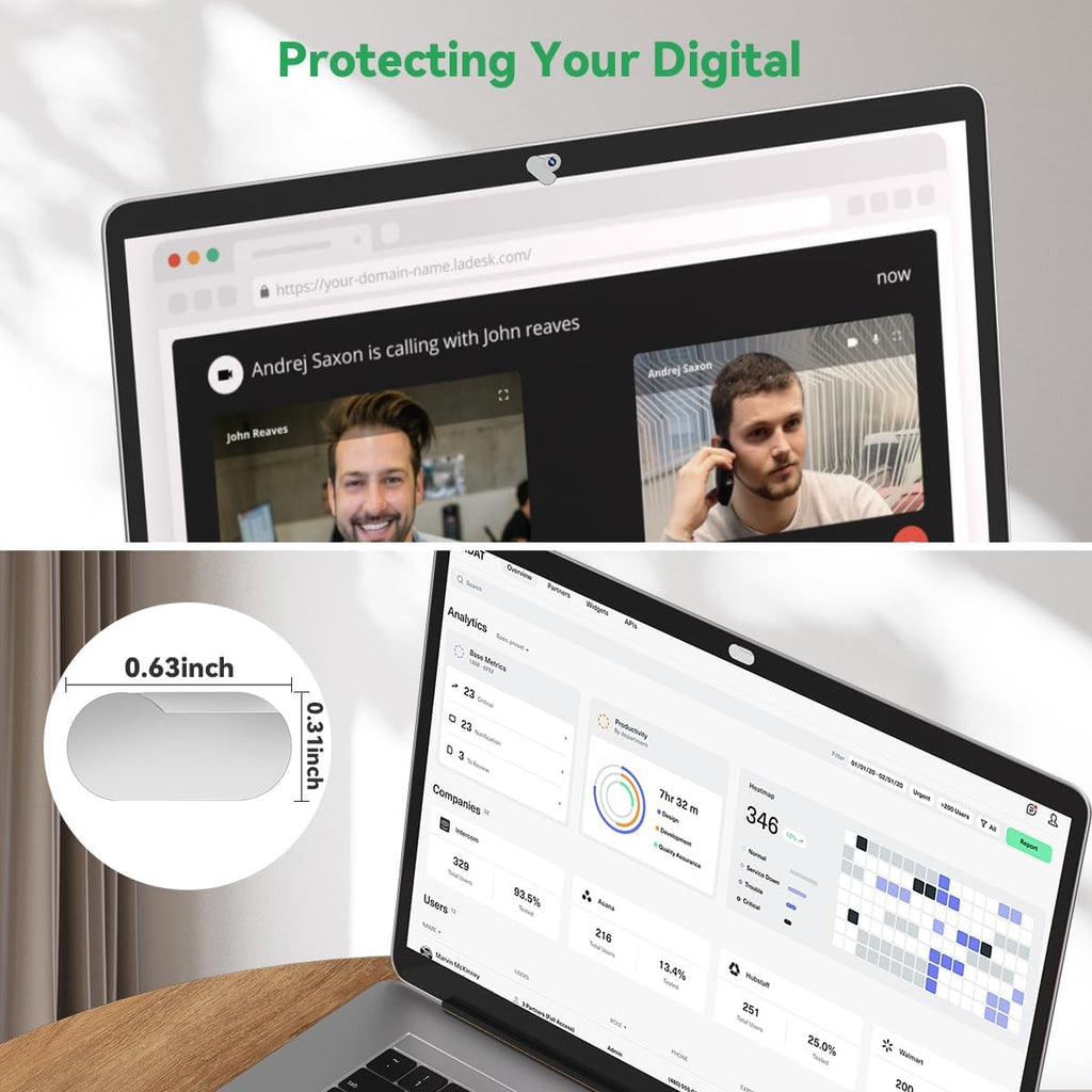 CloudValley Ultra-Thin Metal Webcam Cover for MacBook Pro/iPad/Laptop - 0.015" Privacy Camera Protector with 3M Adhesive (2-Pack) No Residue, Universal Fit for Laptop Accessories (Silver)