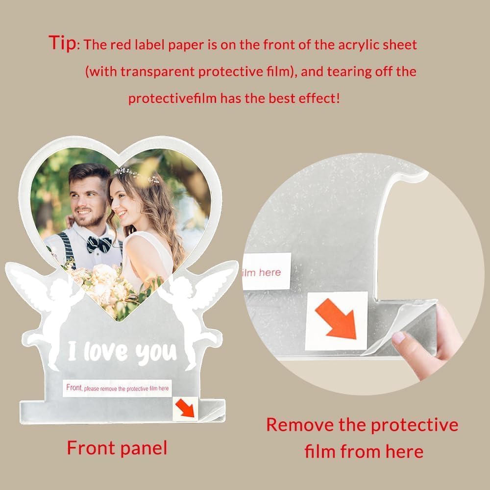 Custom Picture Frame with Photo, Personalized Photo Frame, Customized Picture Frames, Personalized Valentines Day Gifts for Women Men Her Him Girlfriend Boyfriend Couple