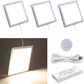 VST Under Cabinet Mini Panel Lighting 3PCS 3.94inch 12V 2.5W(Total 7.5W) with Wireless Dimmer Switch, Surface Mount Puck Light for Kitchen Van Truck Car Galley Downlight (Square Silver 4000K)